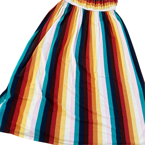 ModCloth vintage Striped Dress women’s sz Medium multicolor stretchy boho flowy - Picture 3 of 12
